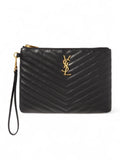 SAINT LAURENT Cassandre matelasse leather clutch gold hardware + Brand Box  , size 26*18