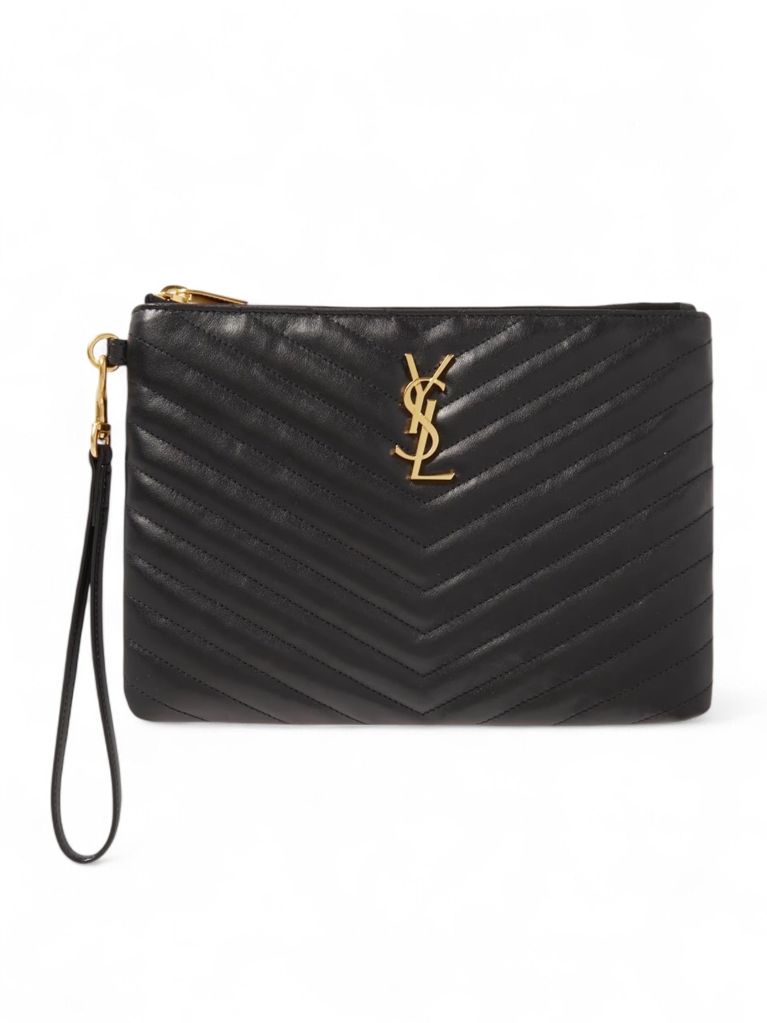 SAINT LAURENT Cassandre matelasse leather clutch gold hardware + Brand Box  , size 26*18