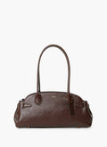 Coach Elongated Satchel Bag - Dark Brown Leather