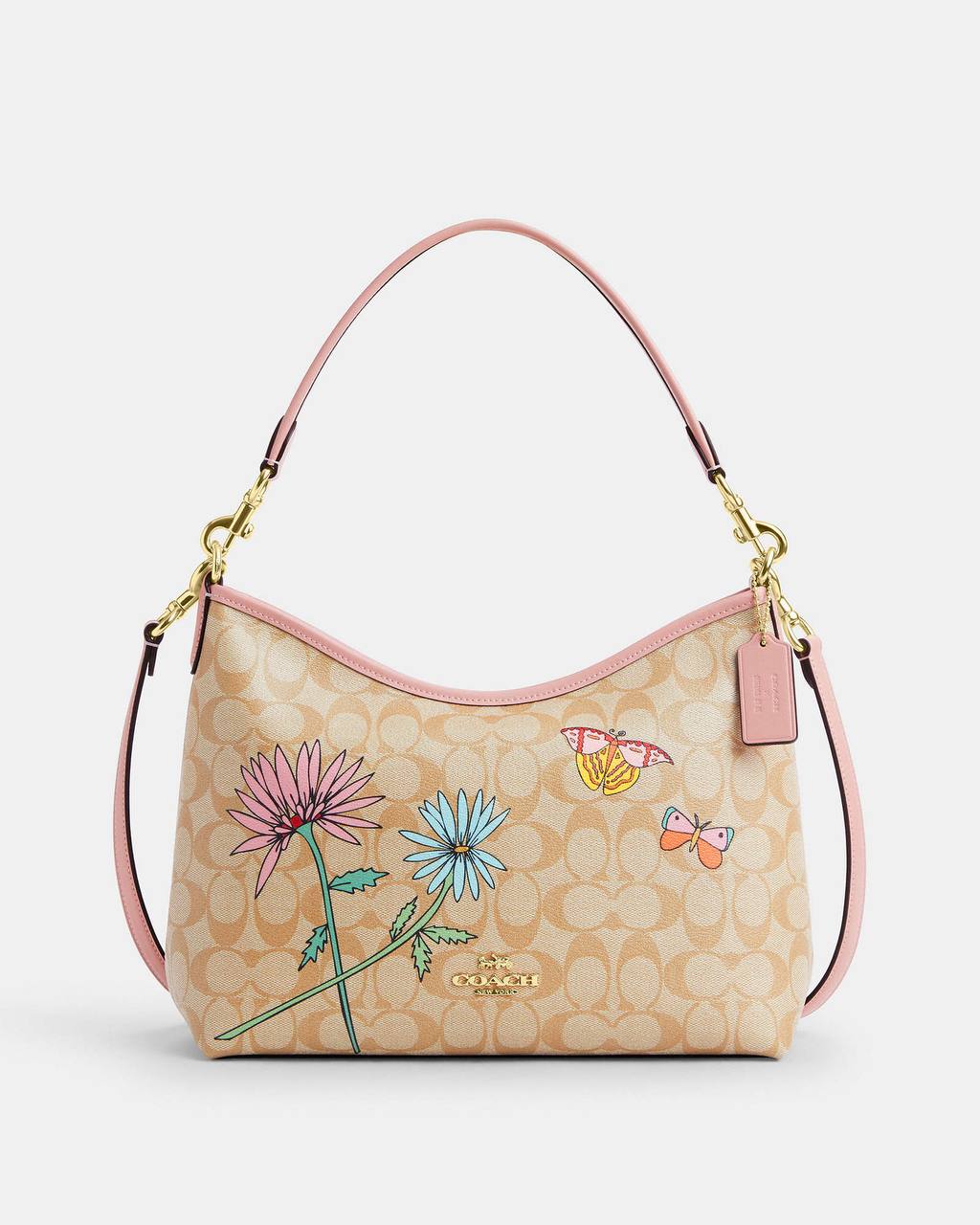 Coach Floral Hobo Bag - Pink Trim