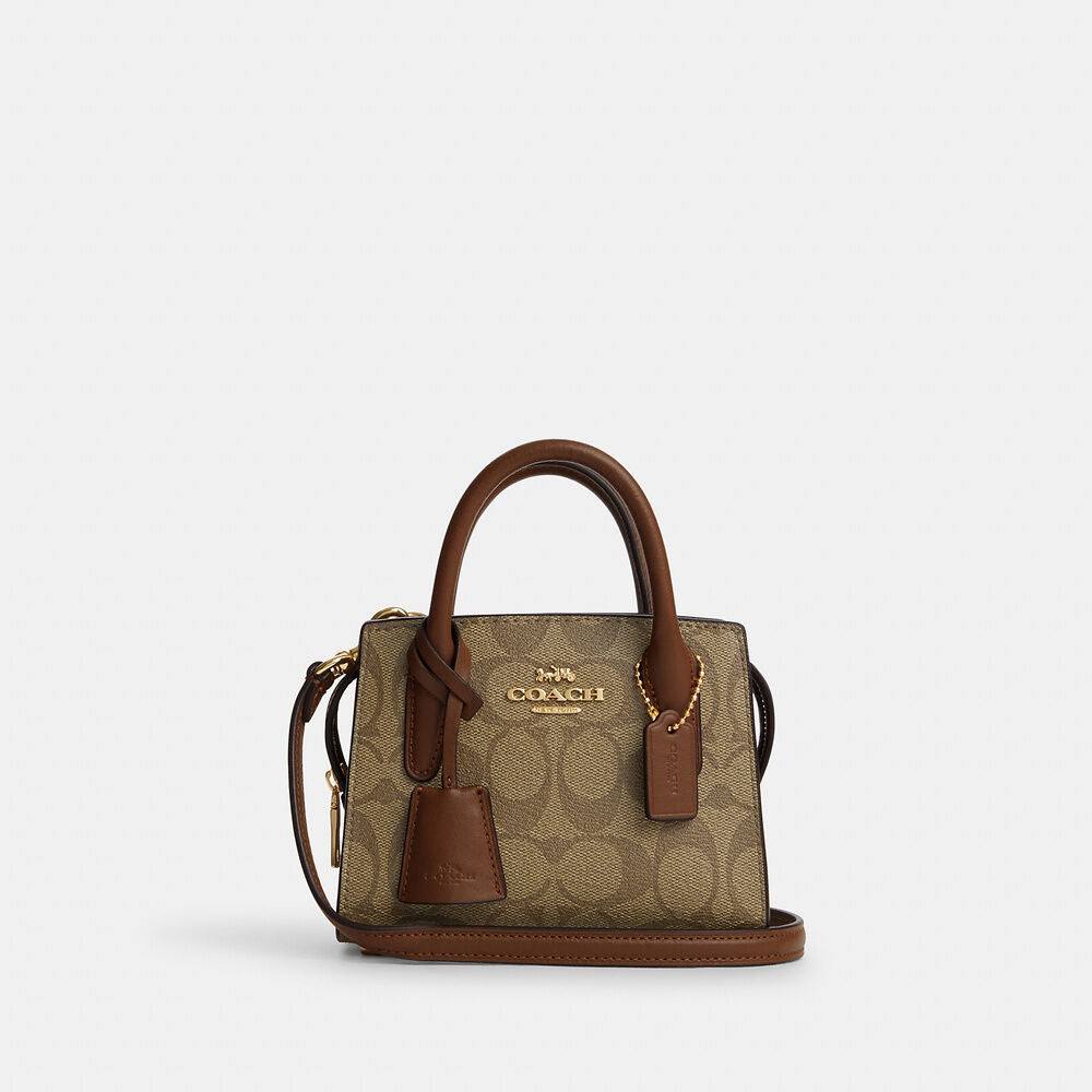 Coach Mini Satchel Bag - Khaki Signature Canvas