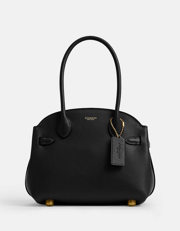 Coach Rounded Satchel Bag - Black Leather