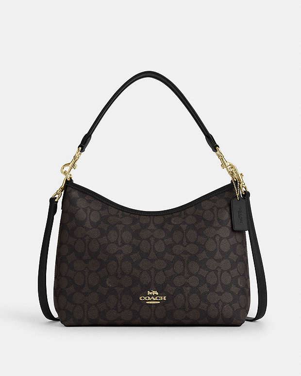 Coach Shoulder Hobo Bag - Brown Signature Canvas