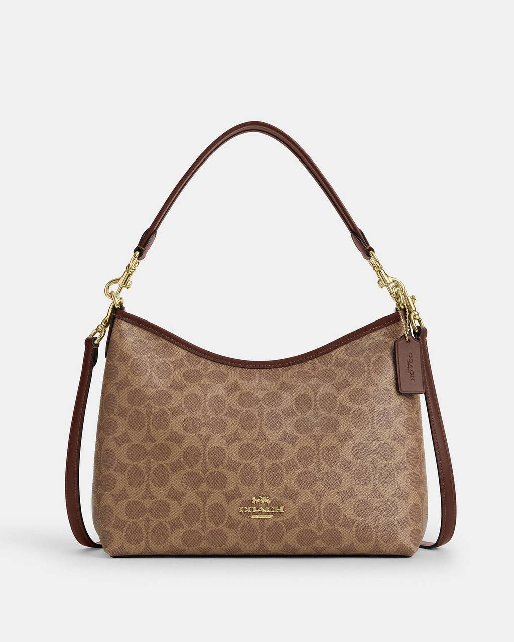 Coach Shoulder Hobo Bag - Cognac Signature Canvas
