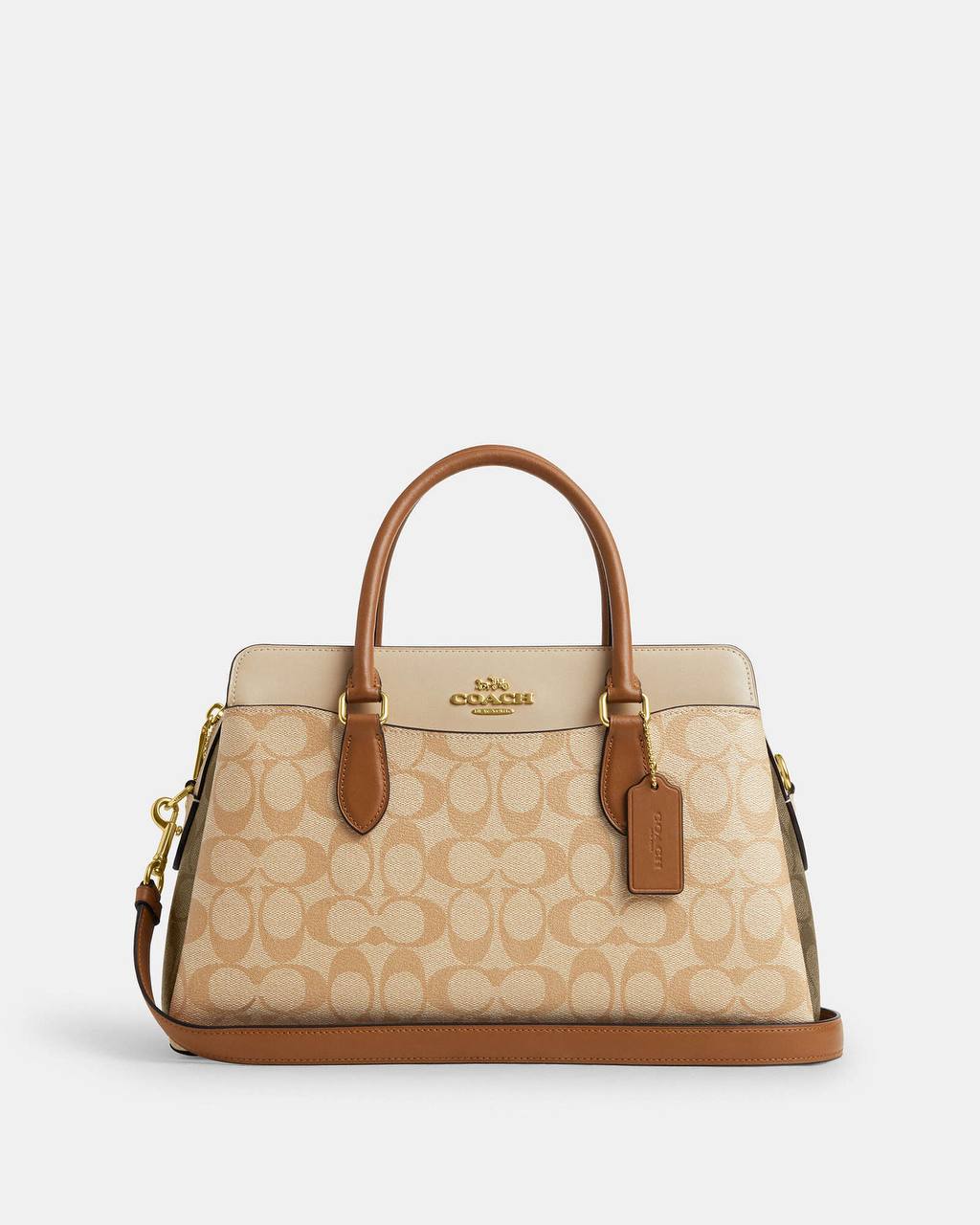 Coach Signature Satchel Bag - Beige and Cream