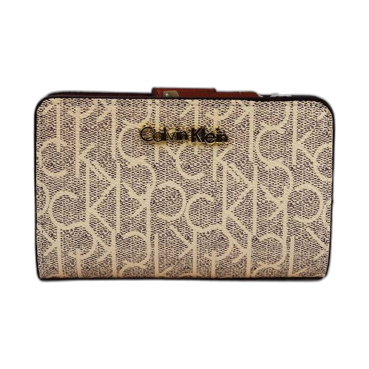 Calvin Klein Monogram Trifold Snap Wallet - Calvin Klein Khaki/Tan wallet