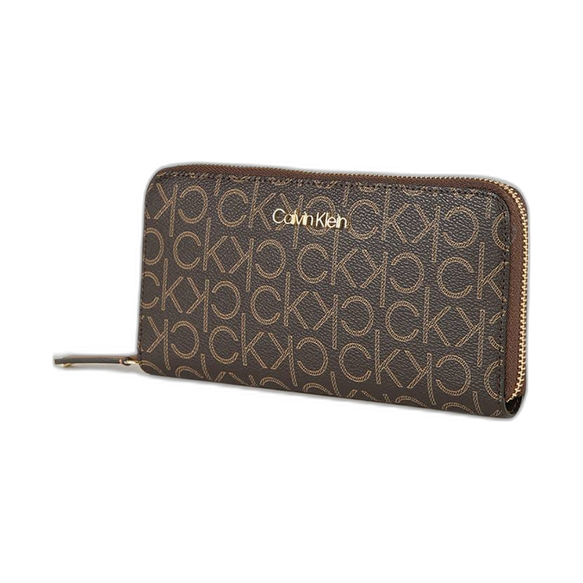 Calvin Klein Monogram Zip-Around Wallet (Brown) - Calvin Klein Brown wallet