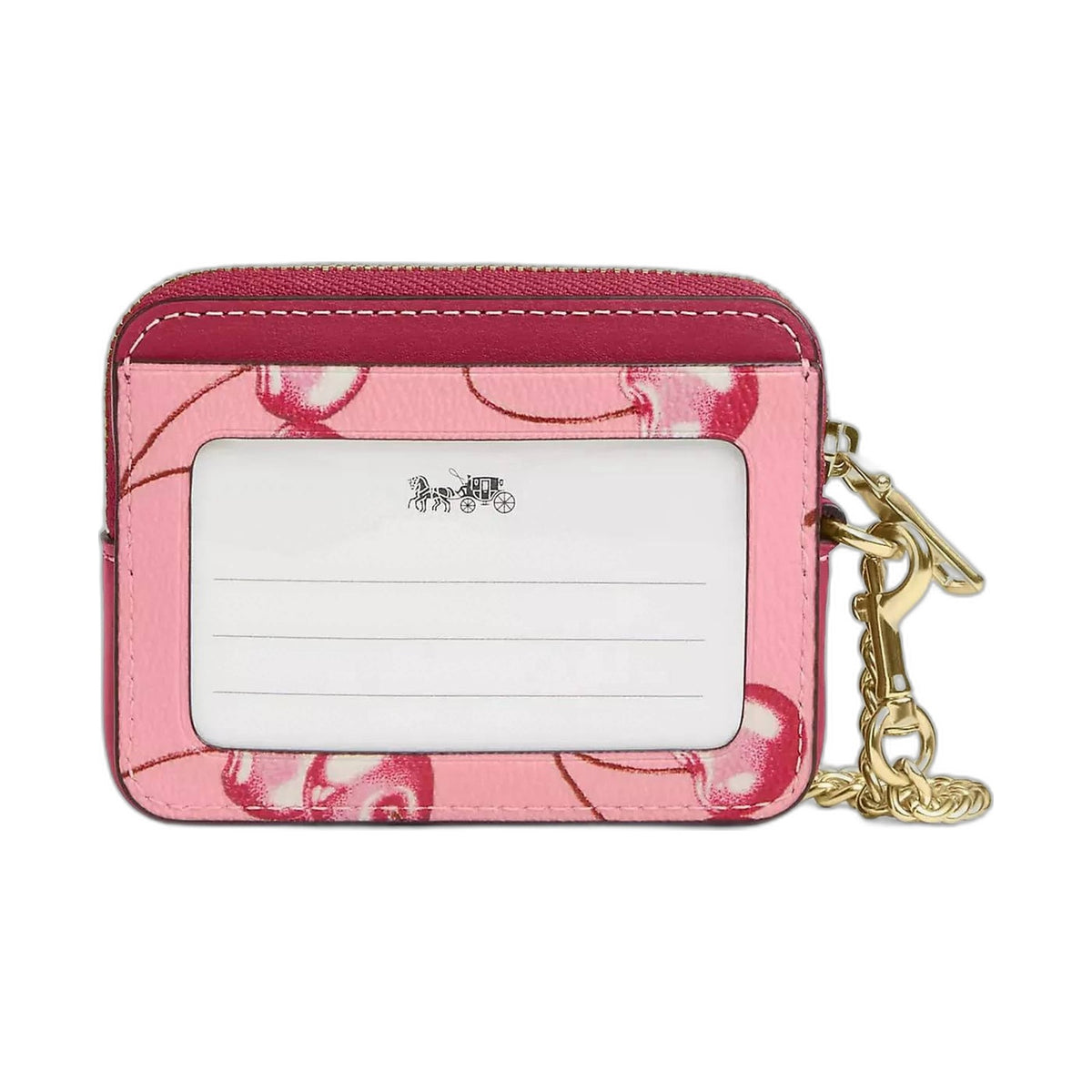 Coach Cherry Print Zip Card Case - Coach Pink wallet (view 3)