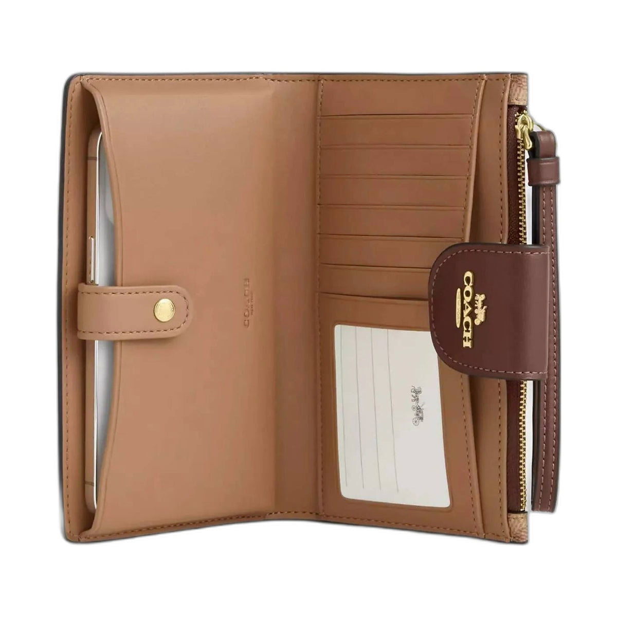 Coach Leather Wristlet Wallet (Saddle Tan) - Coach Tan/Brown wallet (view 2)