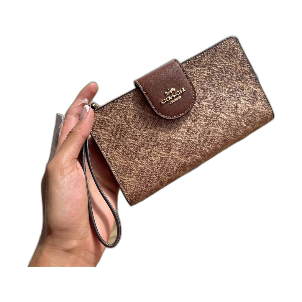 Coach Leather Wristlet Wallet (Saddle Tan) - Coach Tan/Brown wallet (view 4)