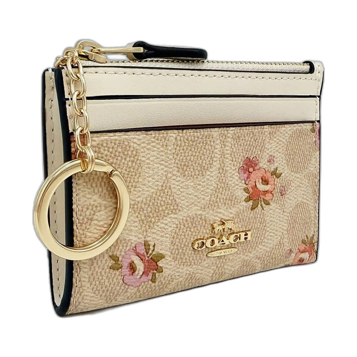 Coach Rose Print Card Case (Ivory) - Coach Ivory wallet (view 2)