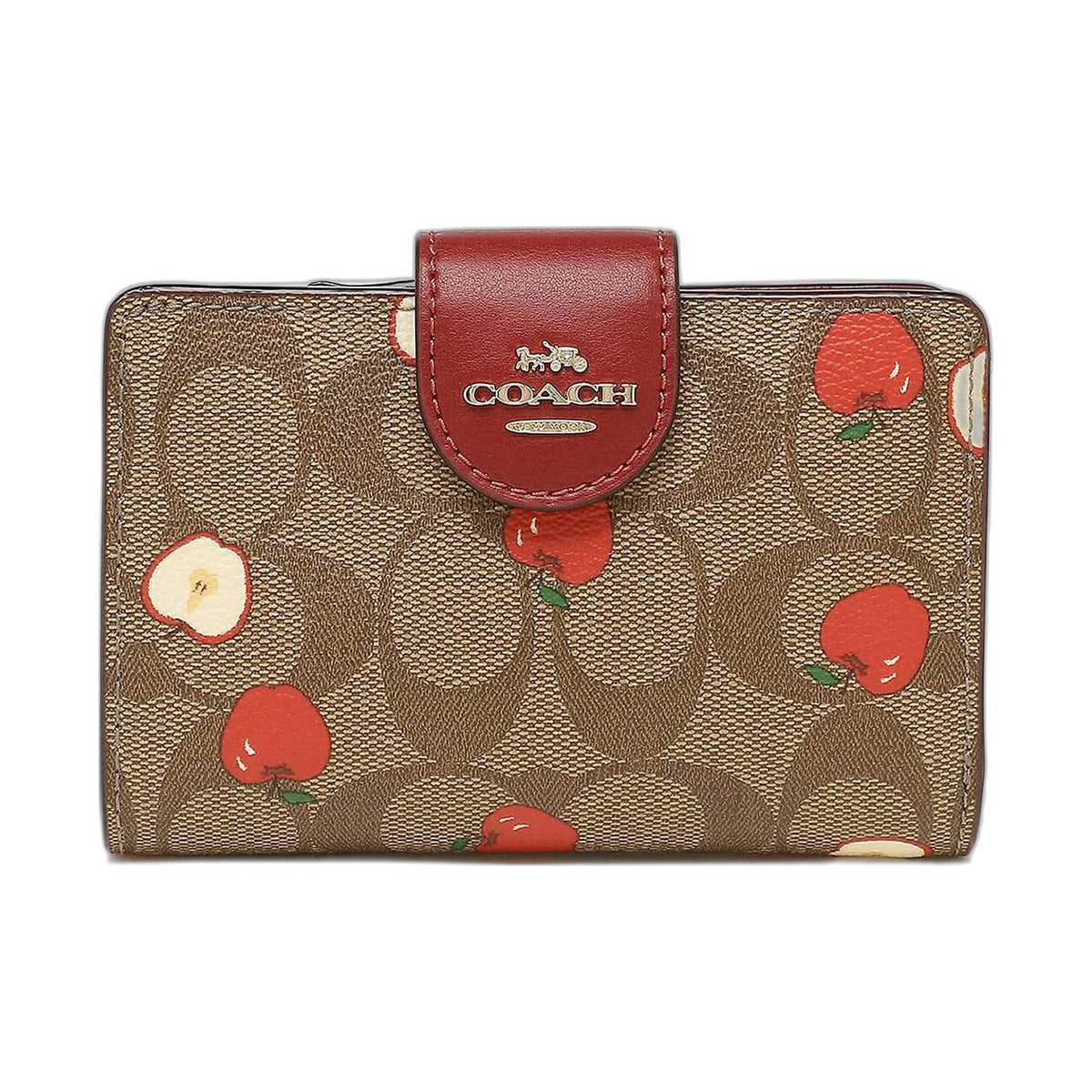 Coach Signature Apple Print Snap Wallet - Coach Khaki/Red wallet (view 2)