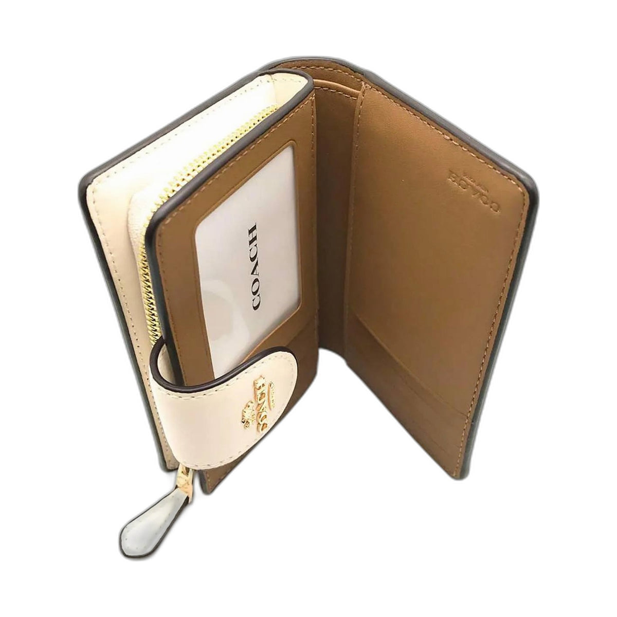 Coach Signature Compact Floral Snap Wallet - Coach Khaki wallet (view 2)