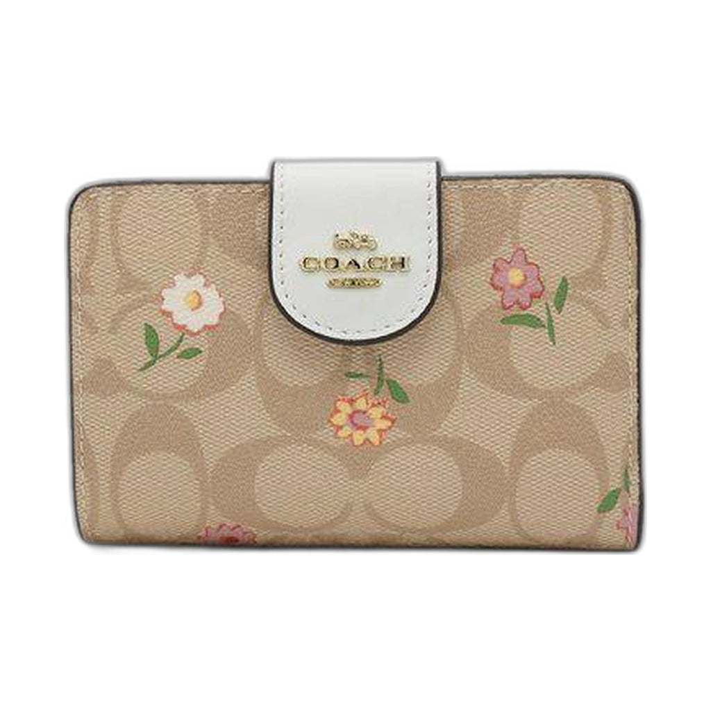 Coach Signature Compact Floral Snap Wallet - Coach Khaki wallet