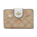 Coach Signature Compact Floral Snap Wallet - Coach Khaki wallet