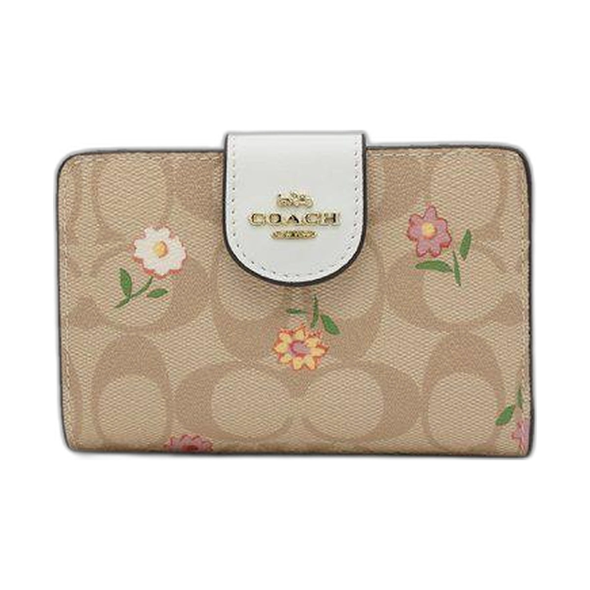 Coach Signature Compact Floral Snap Wallet - Coach Khaki wallet