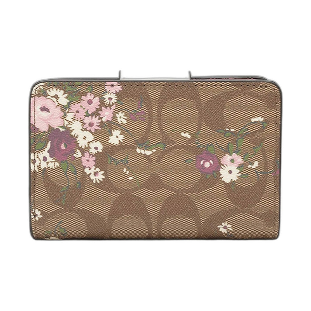 Coach Signature Floral Snap Wallet (Purple Blossom) - Coach Khaki wallet (view 2)