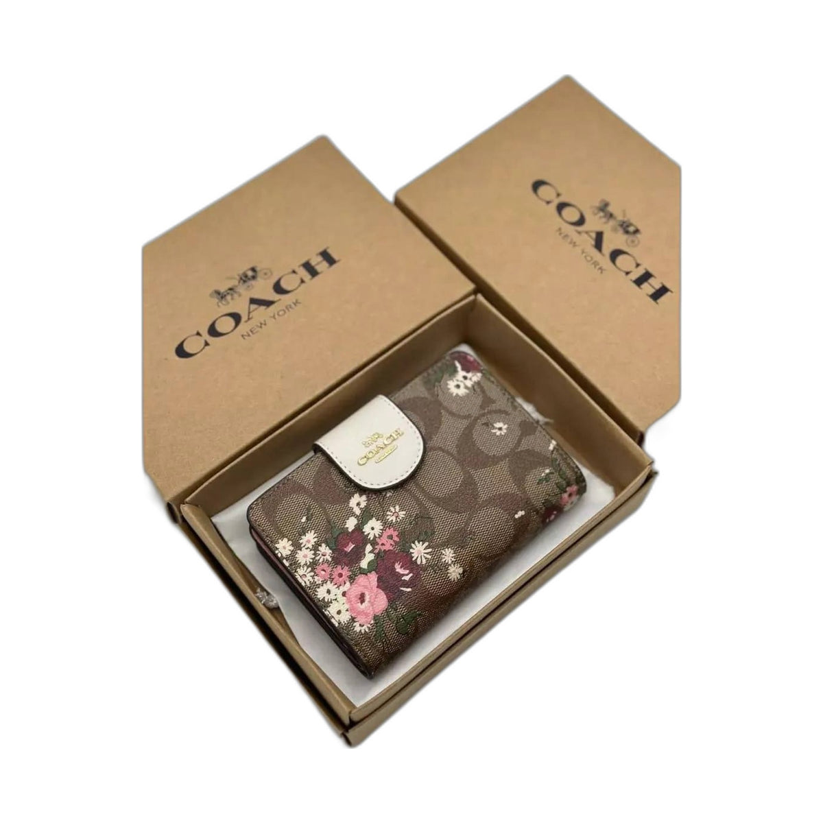 Coach Signature Floral Snap Wallet (Purple Blossom) - Coach Khaki wallet (view 4)