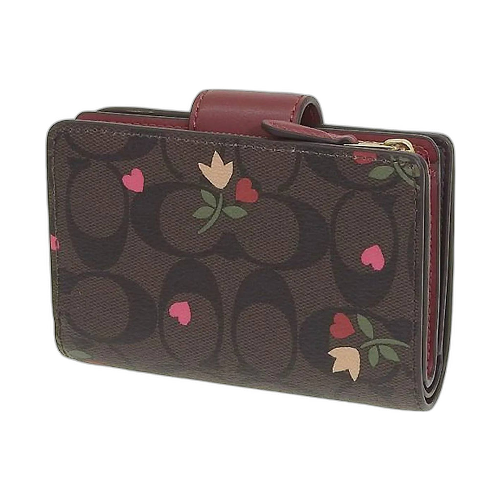 Coach Signature Heart & Tulip Print Snap Wallet - Coach Brown wallet (view 3)