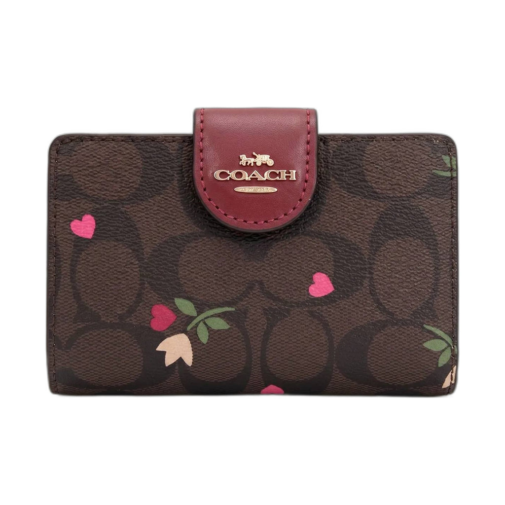 Coach Signature Heart & Tulip Print Snap Wallet - Coach Brown wallet (view 4)