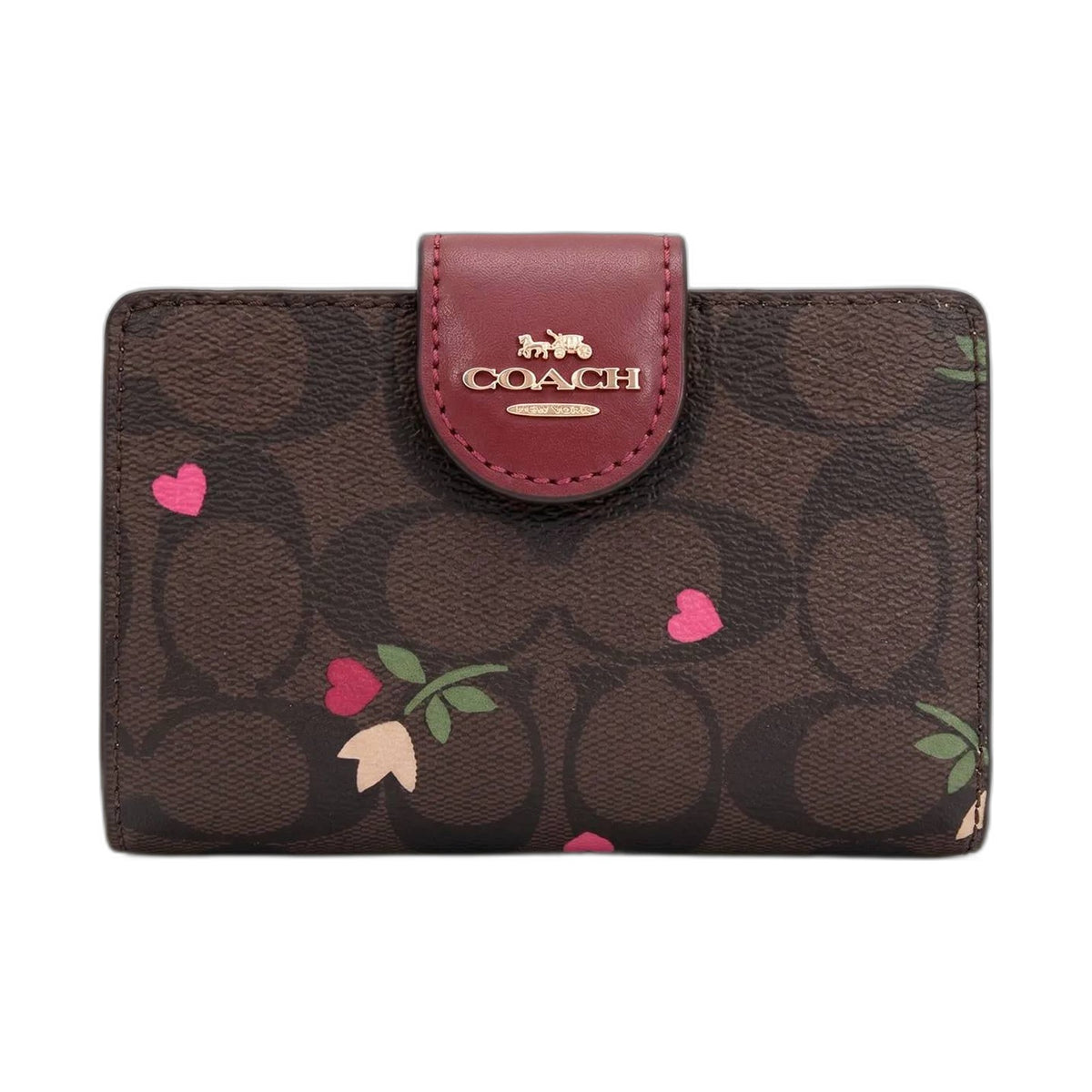 Coach Signature Heart & Tulip Print Snap Wallet - Coach Brown wallet (view 4)