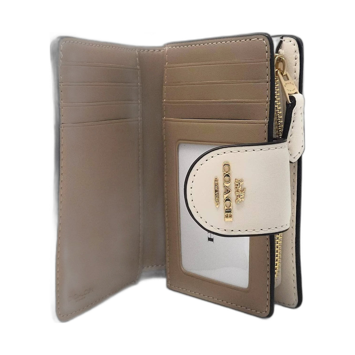 Coach Signature Snap Wallet (Khaki & Cream) - Coach Khaki/Cream wallet (view 3)