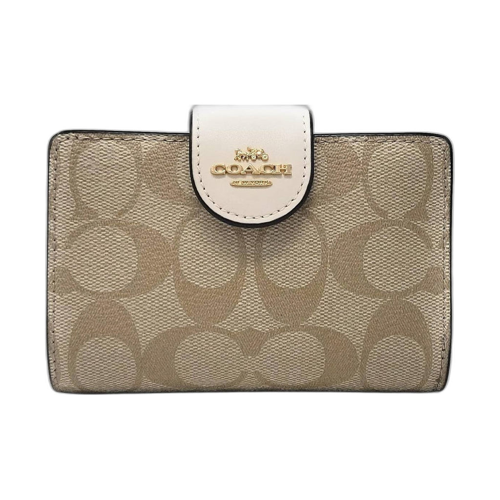 Coach Signature Snap Wallet (Khaki & Cream) - Coach Khaki/Cream wallet
