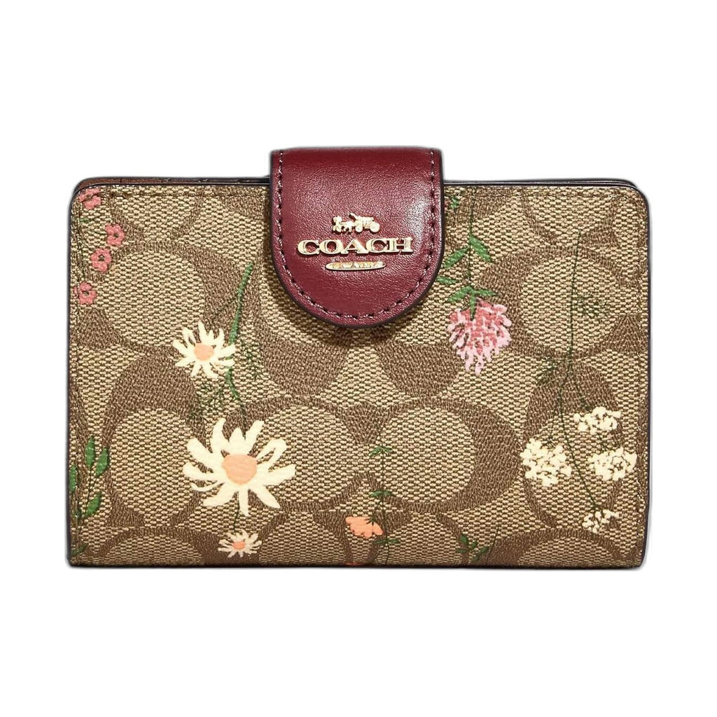 Coach Signature Wildflower Snap Wallet - Coach Khaki wallet