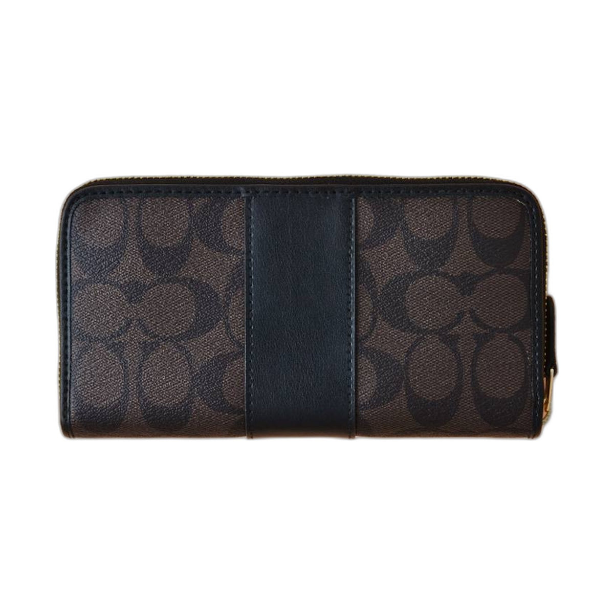 Coach Signature Zip-Around Wallet (Brown/Navy) - Coach Brown wallet (view 3)