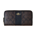 Coach Signature Zip-Around Wallet (Brown/Navy) - Coach Brown wallet