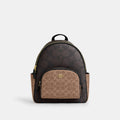 Coach Court Backpack in Blocked Signature Canvas - Tan - front view