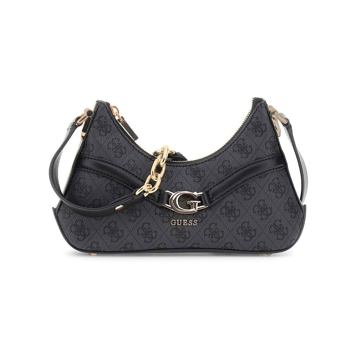 Guess Logo Print Chain Hobo Bag - Black - product photo