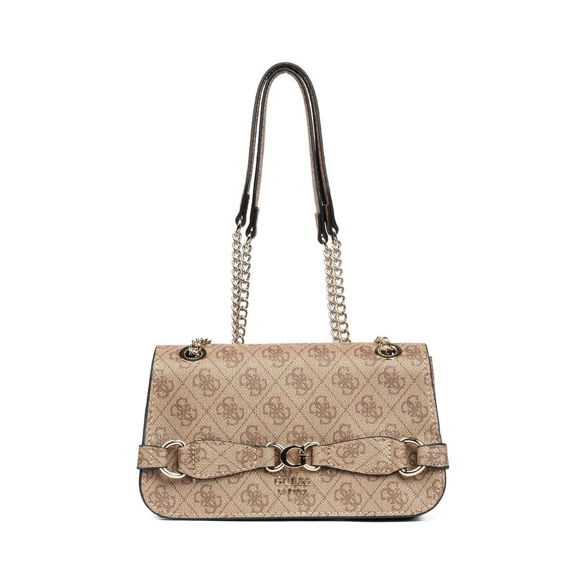 Guess Logo Print Chain Shoulder Bag - Brown - product photo