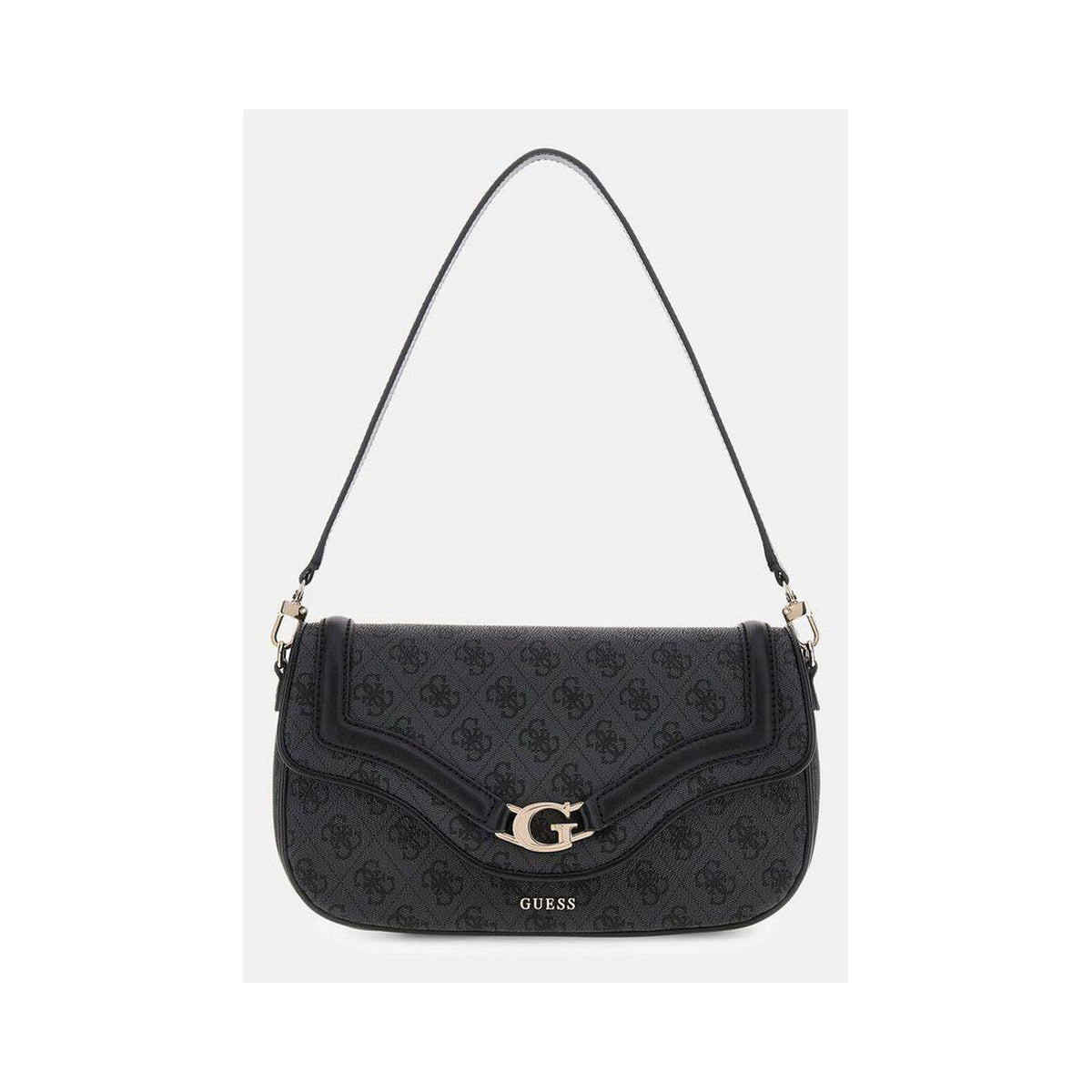 Guess Logo Print Flap Crossbody Bag - Black - product photo
