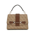 Guess Logo Print Flap Satchel Bag - Brown - product photo
