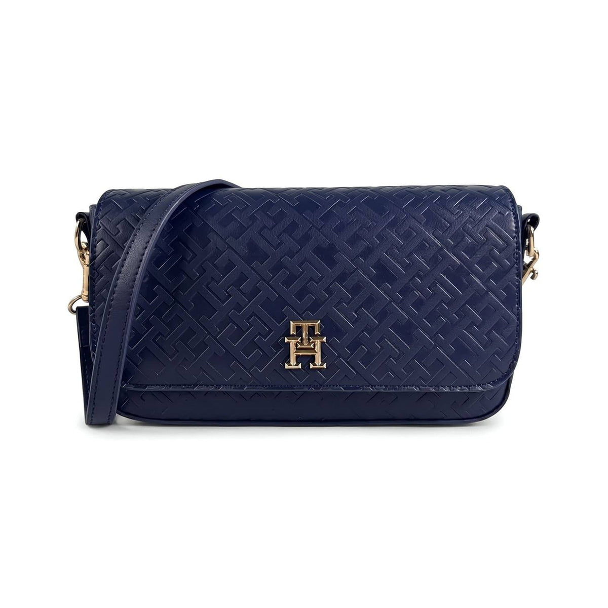Tommy Hilfiger Embossed Fold-Over Crossbody Bag - Navy - product photo