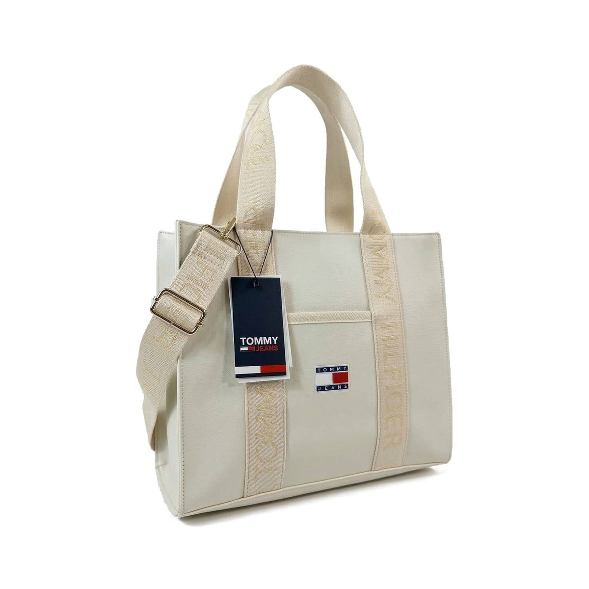 Tommy Hilfiger Flag Logo Canvas Tote Bag - Cream - product photo