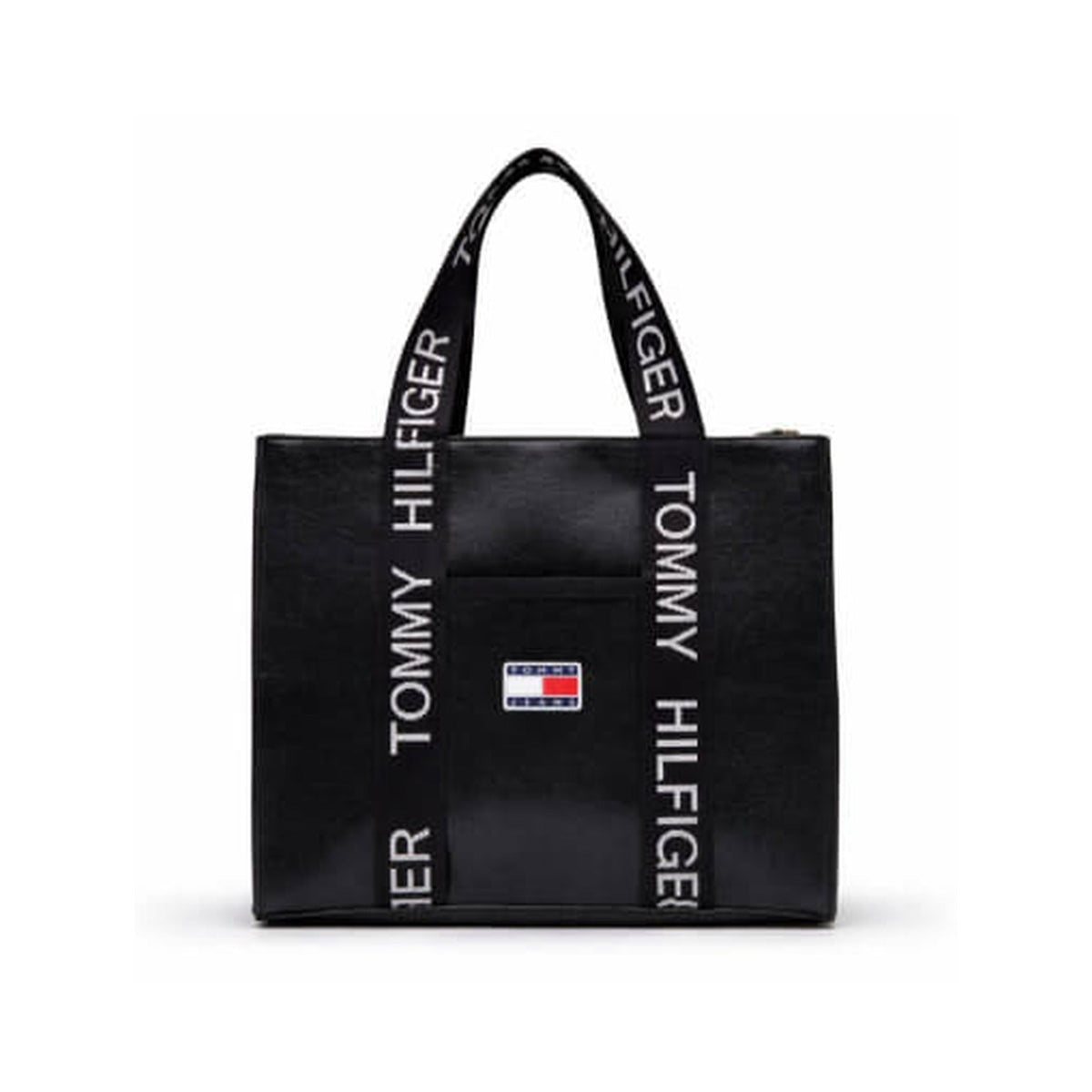 Tommy Hilfiger Logo Print Flap Crossbody Bag - Black - product photo